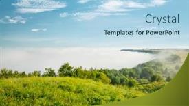 Presentation with green hills - Beautiful presentation design featuring fantastic-day-with-green-hills backdrop and a light blue colored foreground