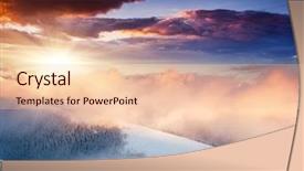  Presentation with solar tree evening landscape - Cool new PPT theme with fantastic evening winter landscape colorful backdrop and a lemonade colored foreground