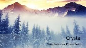  Presentation with solar tree evening landscape - PPT layouts enhanced with fantastic evening winter landscape dramatic background and a light blue colored foreground