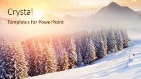  Presentation with happy new year - Cool new PPT layouts with fantastic evening winter landscape dramatic backdrop and a lemonade colored foreground