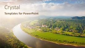  Presentation with adventure river - Colorful slide set enhanced with fantastic-foggy-image-of-valley backdrop and a cream colored foreground