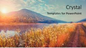  Presentation with vintage retro - PPT theme featuring fantastic foggy river with fresh background and a light blue colored foreground