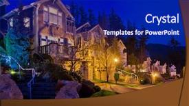 Presentation with neighborhood - Audience pleasing PPT theme consisting of fantastic glow luxury neighborhood at night backdrop and a navy blue colored foreground