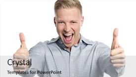  Presentation with job - Cool new presentation with fantastic job excited young businessman backdrop and a light gray colored foreground