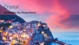  Presentation with rocks - Slide deck consisting of fantastic-landscape-of-manarola-city background and a coral colored foreground