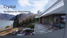  Presentation with clear sunny day rural landscape - Colorful presentation theme enhanced with fantastic landscape seen from apartment backdrop and a light blue colored foreground