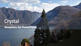  Presentation with mountains fantasy abstract nature landscape - Presentation theme having fantastic landscape seen from apartment background and a ocean colored foreground