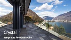  Presentation with apartment - Presentation theme with fantastic landscape seen from apartment background and a  colored foreground