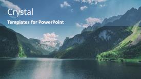 Presentation with mountain lake - Cool new PPT theme with fantastic-morning-on-mountain-lake backdrop and a teal colored foreground