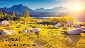  Presentation with mountain lake - Cool new slide set with fantastic mountain lake in national backdrop and a gold colored foreground