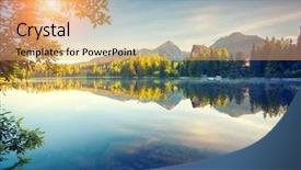  Presentation with mountain lake - PPT theme consisting of fantastic mountain lake in national background and a coral colored foreground