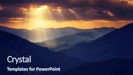  Presentation with sunlight - Beautiful PPT layouts featuring fantastic mountains glowing by sunlight backdrop and a navy blue colored foreground