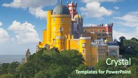  Presentation with national - Presentation theme enhanced with fantastic national palace of pena background and a tawny brown colored foreground