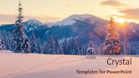  Presentation with winter scene - PPT theme with fantastic orange winter landscape background and a lemonade colored foreground