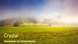  Presentation with foggy - Audience pleasing presentation consisting of fantastic panorama of foggy valleys in the triglav national park located in the bohinj valley of the julian alps sky glowing by sunlight dramatic unusual scene slovenia europe beauty world backdrop and a tawny brown colored foreground