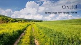  Presentation with green earth - Presentation theme featuring fantastic-rural-area-with-fresh background and a  colored foreground