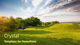  Presentation with green beauty - PPT theme consisting of fantastic-rural-area-with-fresh background and a  colored foreground