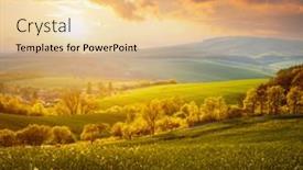  Presentation with ecology - Cool new PPT theme with fantastic-rural-landscape-at-dawn backdrop and a lemonade colored foreground