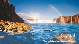  Presentation with river valley - Theme with fantastic scene of powerful godafoss background and a teal colored foreground