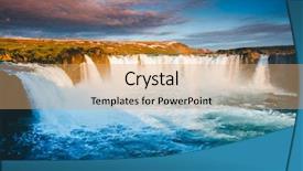  Presentation with river valley - PPT layouts enhanced with fantastic scene of powerful godafoss background and a coral colored foreground