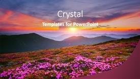  Presentation with illuminated - PPT theme having fantastic-scene-with-flowering-hills background and a ocean colored foreground