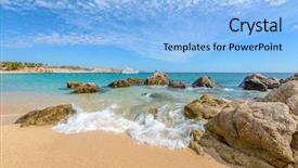  Presentation with beach rocks - Slide set consisting of fantastic sky ocean and rocks differen stages of the waves on the ocean sand playa el chileno beach cabo san lucas mexico background and a light blue colored foreground