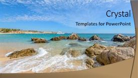  Presentation with beach rocks - Beautiful slides featuring fantastic sky ocean and rocks differen stages of the waves on the ocean sand playa el chileno beach cabo san lucas mexico backdrop and a light blue colored foreground
