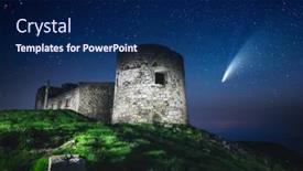  Presentation with dark blue sky stars - Audience pleasing theme consisting of fantastic-starry-sky-over backdrop and a navy blue colored foreground