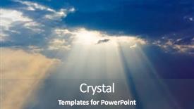  Presentation with sun breaking through clouds - Presentation design having fantastic sun rays are striking background and a ocean colored foreground