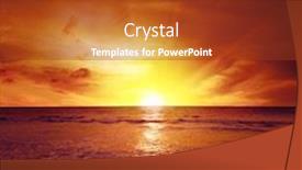  Presentation with ocean waves - Beautiful PPT theme featuring fantastic-sunset-over-ocean-sea backdrop and a tawny brown colored foreground