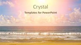  Presentation with sand ocean - Slide set consisting of fantastic-sunset-over-ocean-sea background and a cream colored foreground