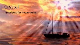 Presentation with ocean ship - Audience pleasing PPT layouts consisting of fantastic sunset over the ocean with the ship backdrop and a coral colored foreground