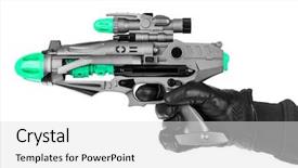  Presentation with laser - PPT layouts featuring fantastic toy gun isolated background and a light gray colored foreground