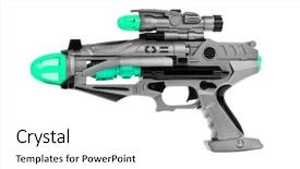  Presentation with gun - PPT theme with fantastic toy gun isolated background and a white colored foreground