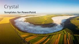  Presentation with nature river - Slide set consisting of fantastic-view-from-a-drone background and a light blue colored foreground