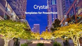  Presentation with night city - Cool new slide set with fantastic view of modern city backdrop and a royal blue colored foreground