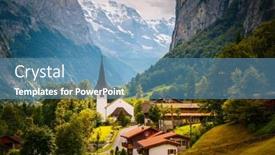  Presentation with alps - Presentation design featuring fantastic-view-of-the-picturesque background and a teal colored foreground