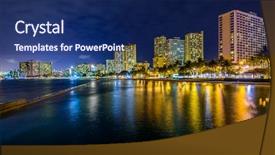  Presentation with city night - PPT theme consisting of fantastic view of tropical city background and a navy blue colored foreground