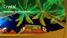  Presentation with honolulu hawaii - Amazing PPT theme having fantastic view of tropical city backdrop and a forest green colored foreground