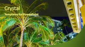  Presentation with honolulu hawaii - PPT theme with fantastic view of tropical city background and a  colored foreground