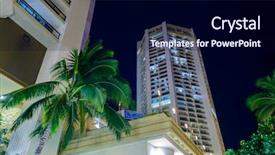  Presentation with night city - Audience pleasing PPT theme consisting of fantastic view of tropical city backdrop and a  colored foreground