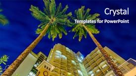  Presentation with city night - PPT theme enhanced with fantastic view of tropical city background and a  colored foreground