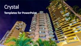  Presentation with honolulu hawaii - Colorful presentation theme enhanced with fantastic view of tropical city backdrop and a navy blue colored foreground