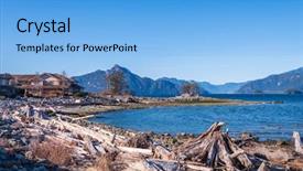  Presentation with mountain snow - Presentation theme featuring fantastic view over ocean snow background and a  colored foreground