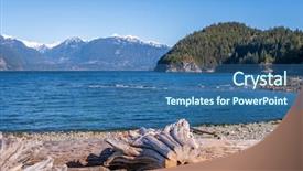  Presentation with snow mountain - Beautiful presentation design featuring fantastic view over ocean snow backdrop and a  colored foreground