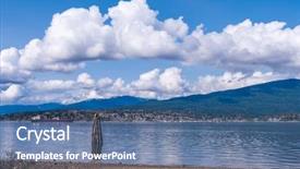  Presentation with snow mountain - Slide set with fantastic view over ocean snow background and a ocean colored foreground