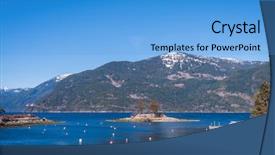  Presentation with mountain snow - PPT theme with fantastic view over ocean snow background and a teal colored foreground