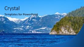  Presentation with snow mountain - Presentation enhanced with fantastic view over ocean snow mountain and rocks at furry creek dive site in vancouver canada background and a light blue colored foreground