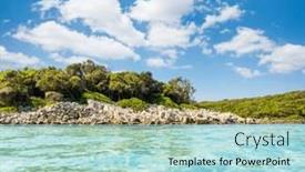  Presentation with turquoise beach - Slide deck consisting of fantastic-wild-tropical-beach background and a light blue colored foreground