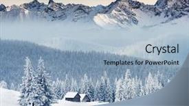  Presentation with winter wonderland - Slide set consisting of fantastic winter landscape dramatic overcast background and a light blue colored foreground